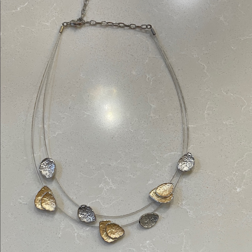 Artisan Gold and Silver Teardrop Necklace